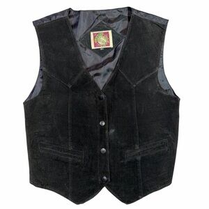 Learsi black‎ leather suede vest. Size M.